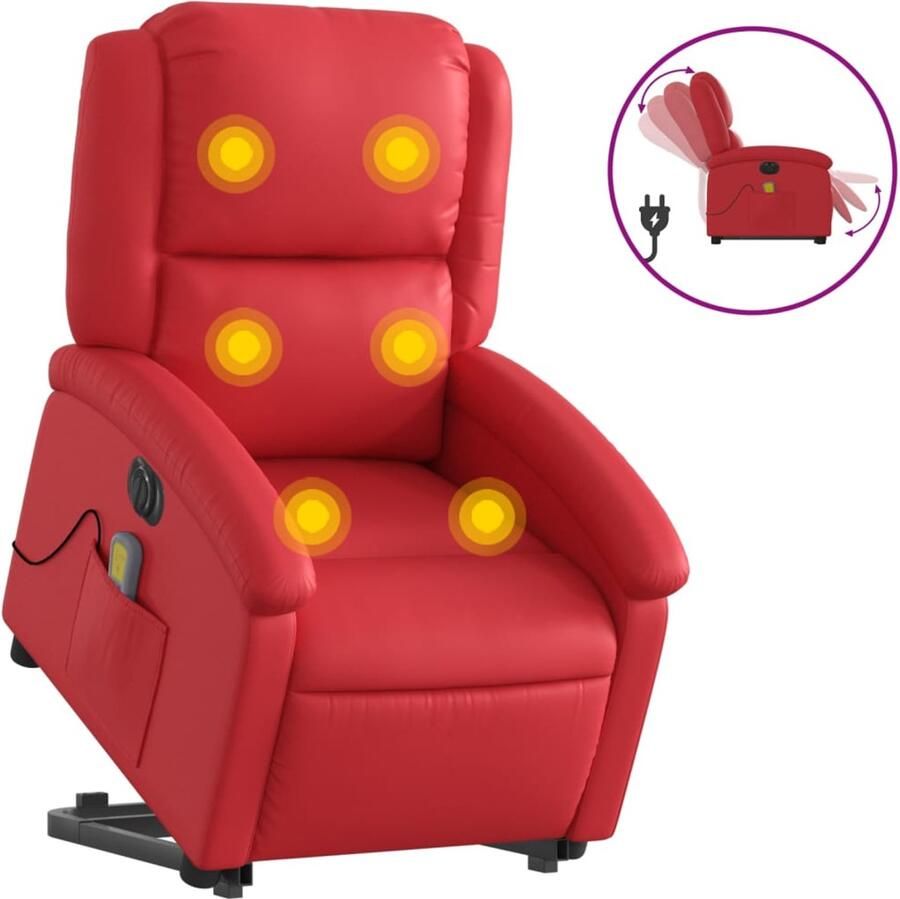 VidaXL Sta-op-massagestoel elektrisch kunstleer rood