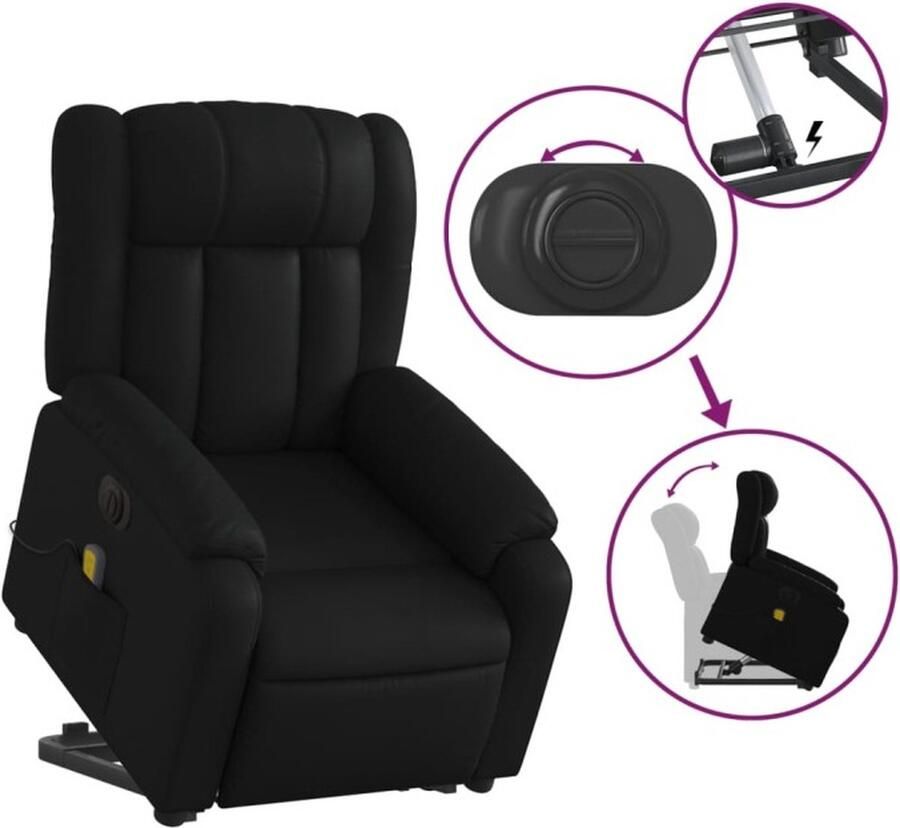 Vida XL vidaXL Sta-op-massagestoel elektrisch kunstleer zwart-VXL-3205285 - Foto 4