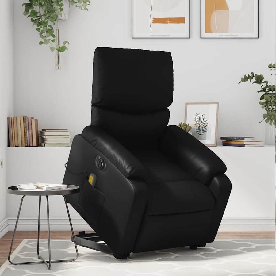 VidaXL Sta-op-massagestoel Kunstleer Verstelbaar Zwart Stoel Massageren Elektrisch Opstaande Stoel Ergonomische Stoel Relaxfauteuil Massage Stoel - Foto 3