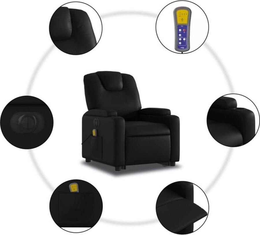 Vida XL Sta-op-massagestoel elektrisch kunstleer zwart SKU: V3204451 - Foto 4