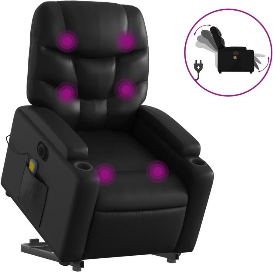 Vida XL vidaXL Sta-op-massagestoel elektrisch kunstleer zwart-VXL-3204679