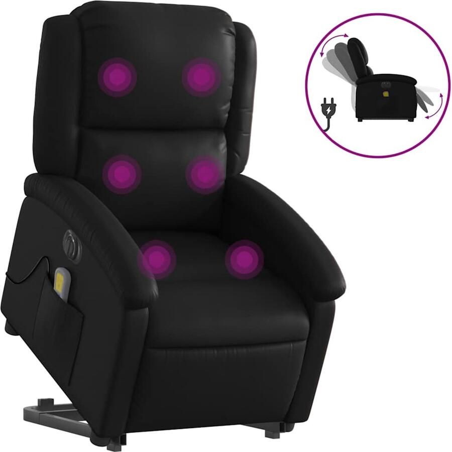 Vida XL vidaXL Sta-op-massagestoel elektrisch kunstleer zwart-VXL-3204247