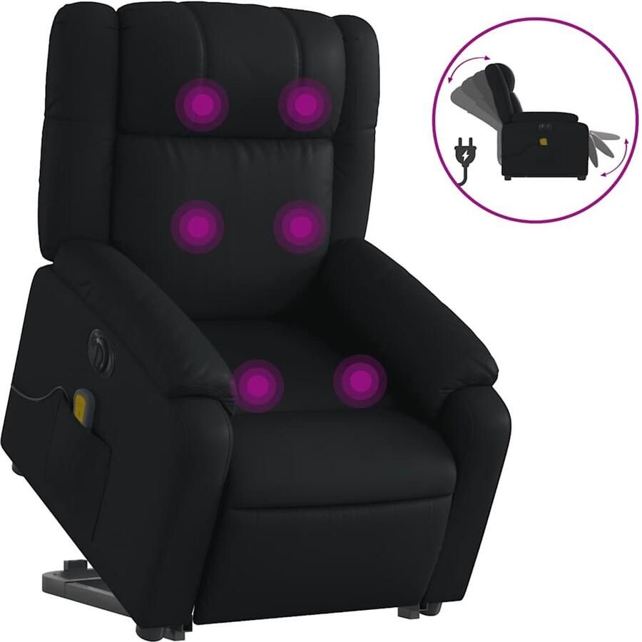 Vida XL vidaXL Sta-op-massagestoel elektrisch kunstleer zwart-VXL-3205171