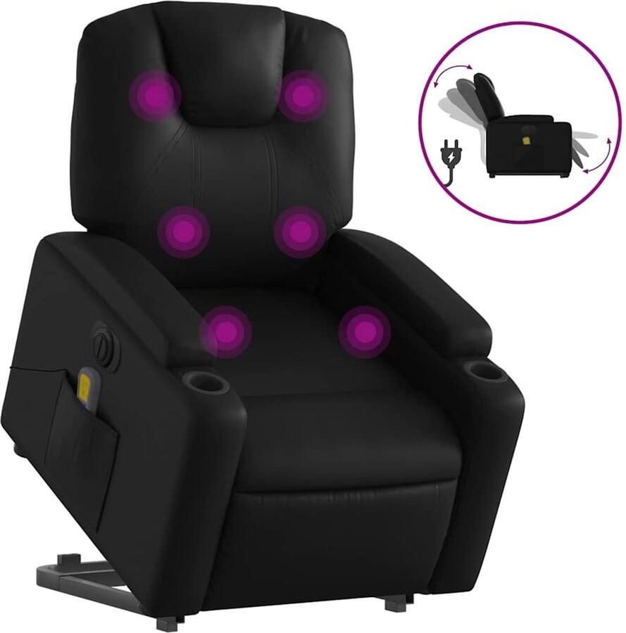 Vida XL Sta-op-massagestoel elektrisch kunstleer zwart SKU: V3204451 - Foto 3
