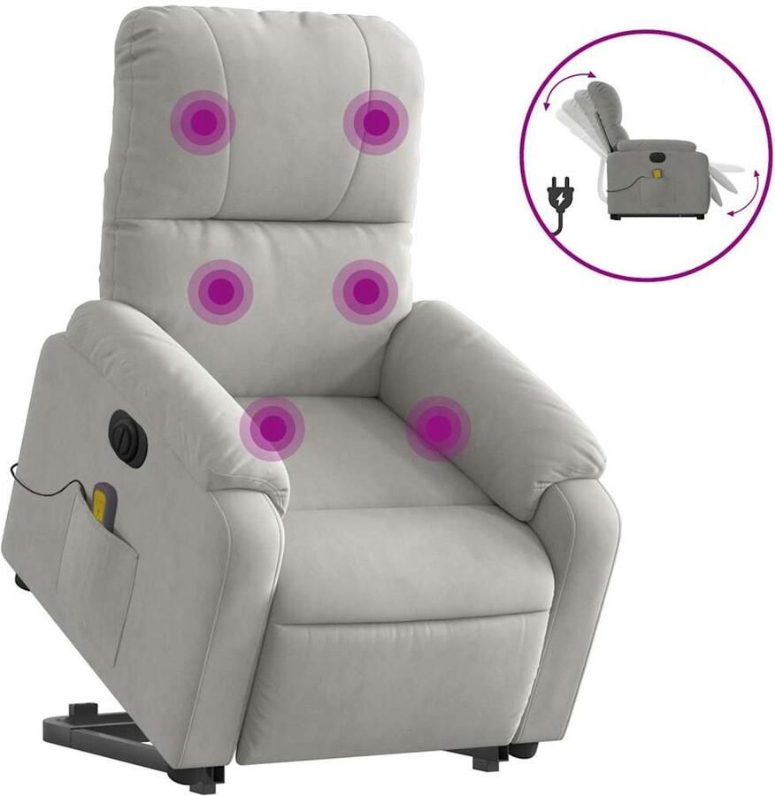 Vida XL vidaXL Sta-op-massagestoel elektrisch microvezelstof lichtgrijs-VXL-3204951 - Foto 2