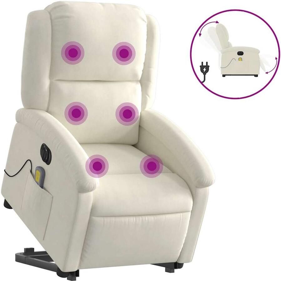 Vida xl vidaXL Sta-op-massagestoel elektrisch verstelbaar fluweel crÃ¨mekleurig-VXL-3204342