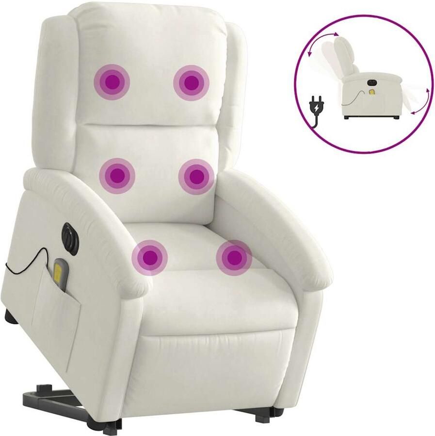 Vida XL vidaXL Sta-op-massagestoel elektrisch verstelbaar fluweel crÃ¨mekleurig-VXL-3204342 - Foto 2