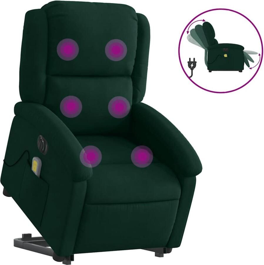 Vida XL vidaXL Sta-op-massagestoel elektrisch verstelbaar fluweel donkergroen-VXL-3204335 - Foto 3