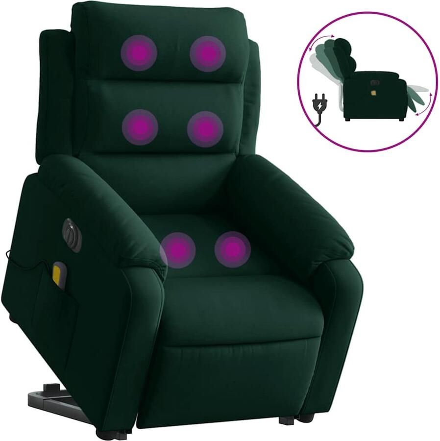 Vida XL vidaXL Sta-op-massagestoel elektrisch verstelbaar fluweel donkergroen-VXL-3204335 - Foto 2