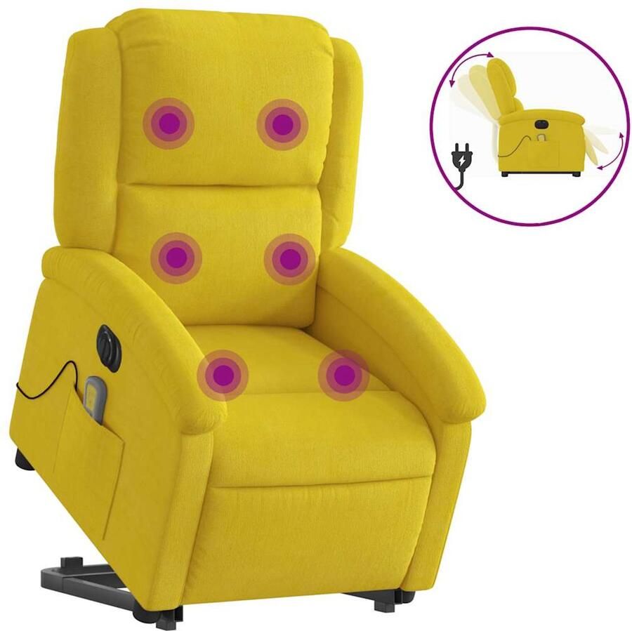 VidaXL Sta-op-massagestoel elektrisch verstelbaar fluweel geel