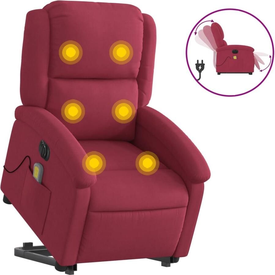 Vida XL vidaXL Sta-op-massagestoel elektrisch verstelbaar fluweel wijnrood-VXL-3204338 - Foto 2