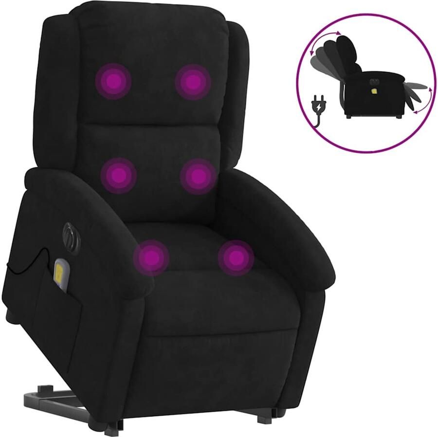 Vida XL vidaXL Sta-op-massagestoel elektrisch verstelbaar fluweel zwart-VXL-3205131 - Foto 3