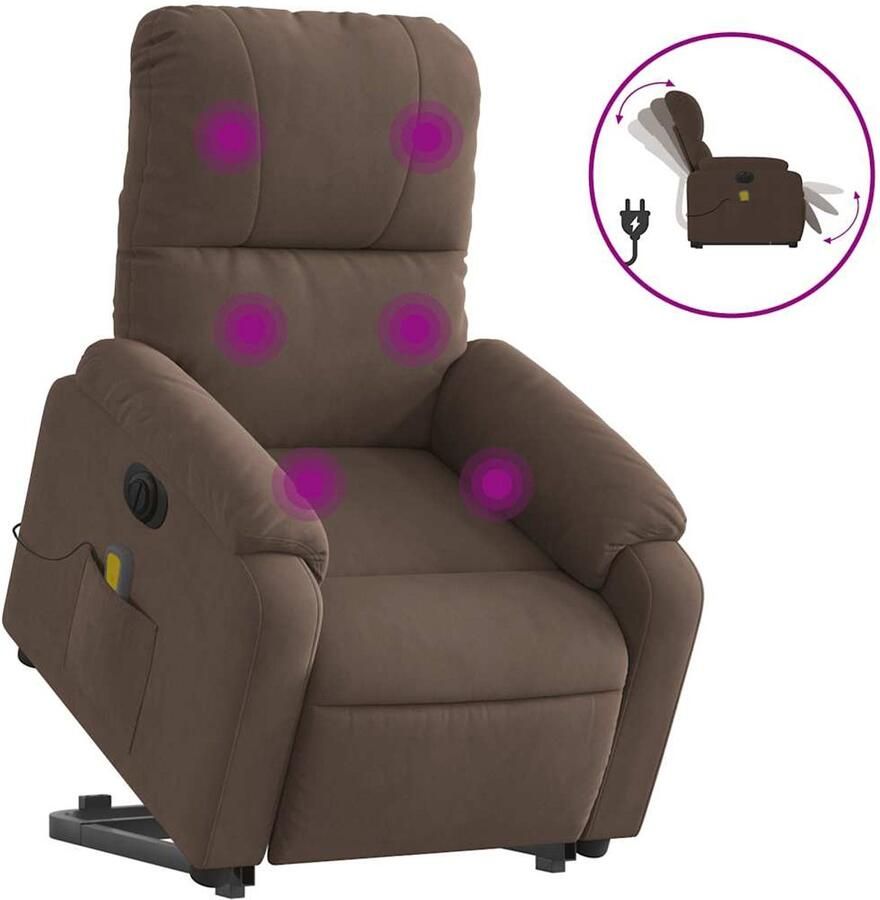 VidaXL Sta-op-massagestoel elektrisch verstelbaar microvezelstof bruin