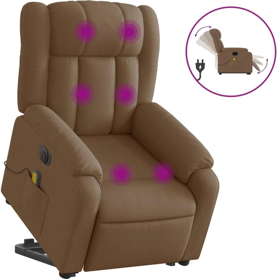 VidaXL Sta-op-massagestoel elektrisch verstelbaar stof bruin