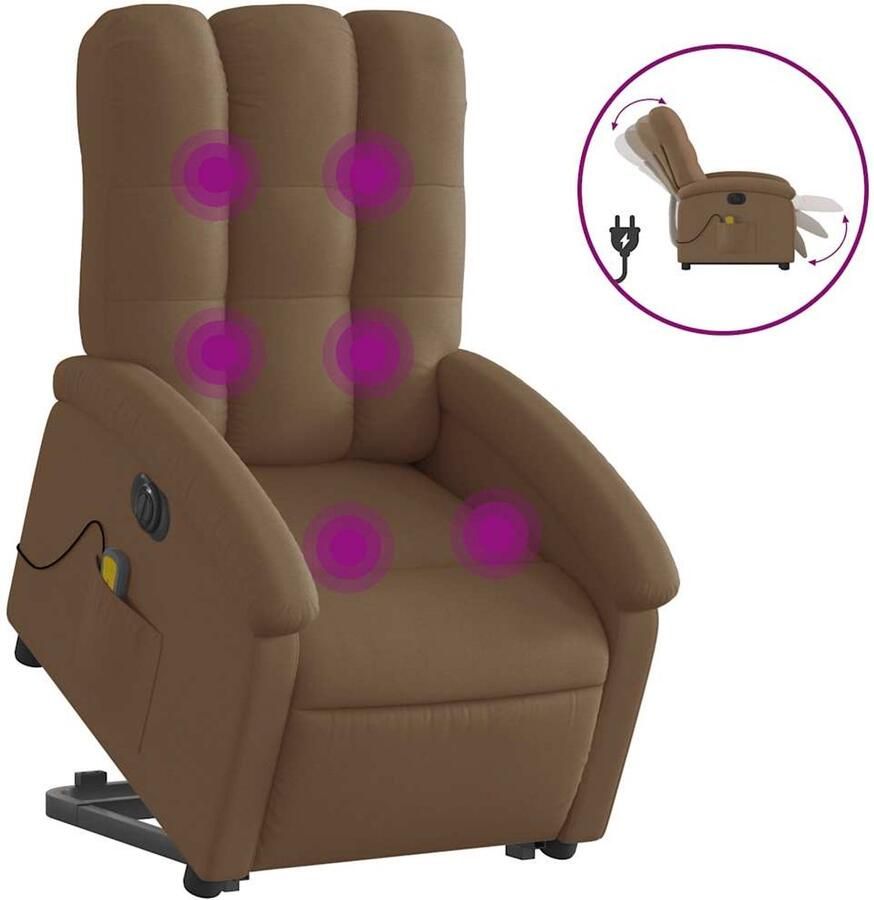 VidaXL Sta-op-massagestoel elektrisch verstelbaar stof bruin