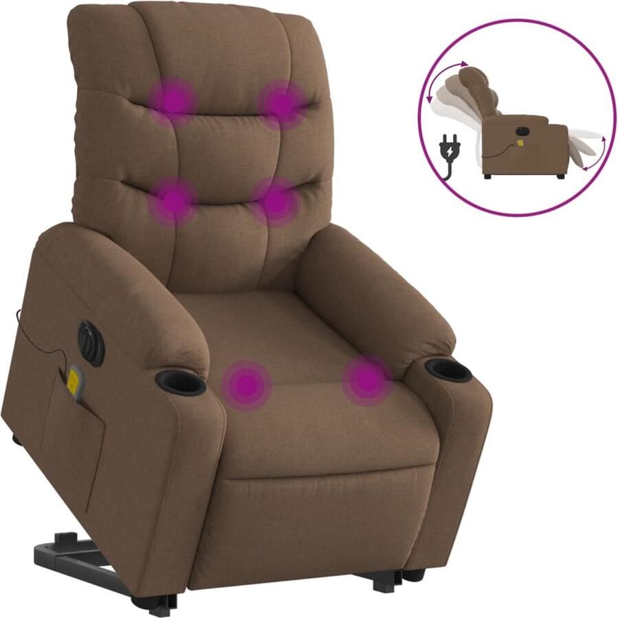 VidaXL Sta-op-massagestoel elektrisch verstelbaar stof bruin