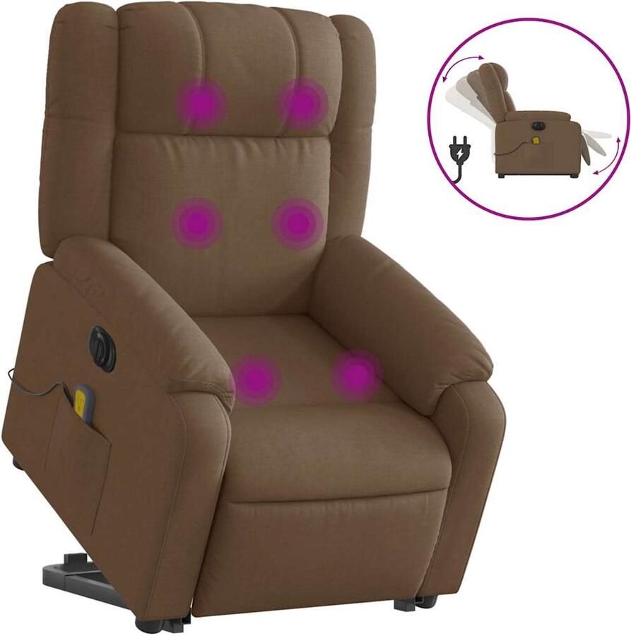 VidaXL Sta-op-massagestoel elektrisch verstelbaar stof bruin