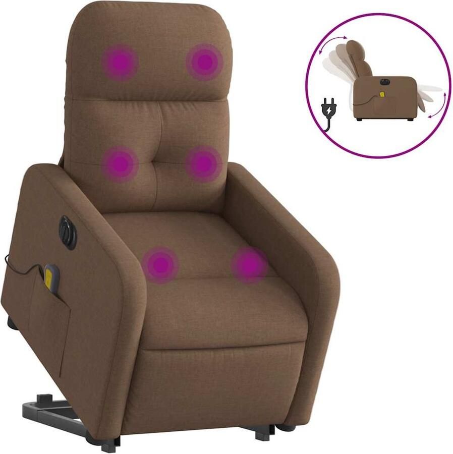 VidaXL Sta-op-massagestoel elektrisch verstelbaar stof bruin