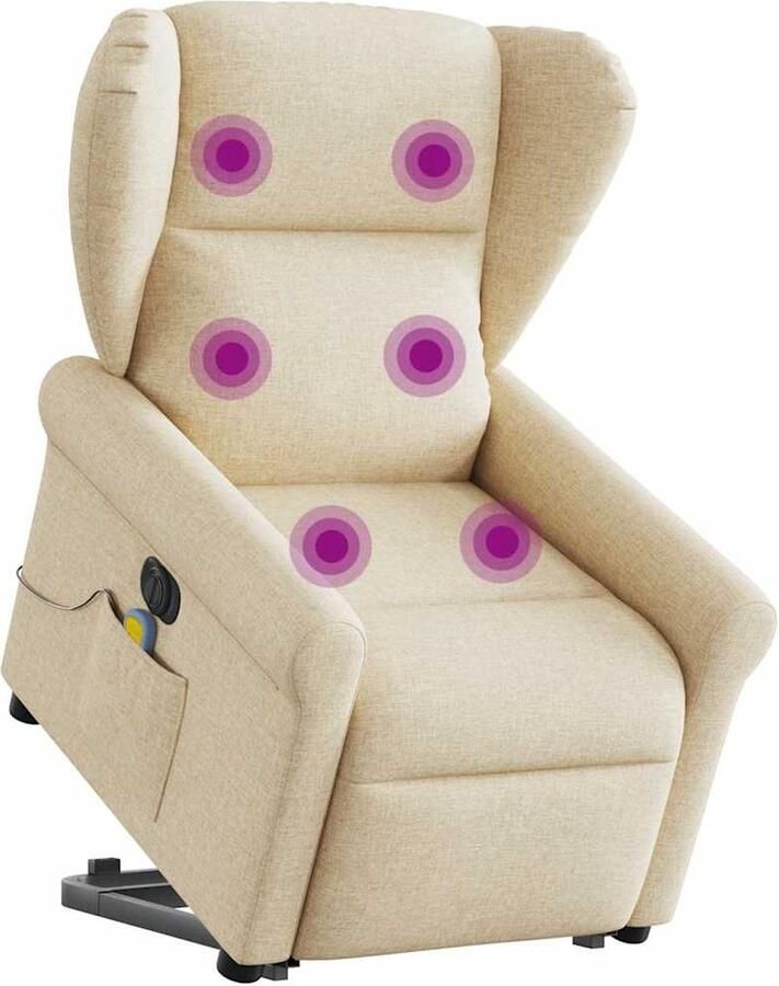 VidaXL Sta-op-massagestoel elektrisch verstelbaar stof crÃ¨mekleurig - Foto 14