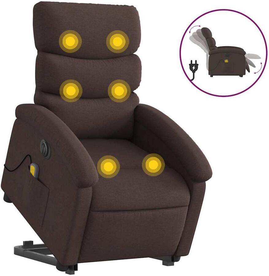 VidaXL Sta-op-massagestoel elektrisch verstelbaar stof donkerbruin