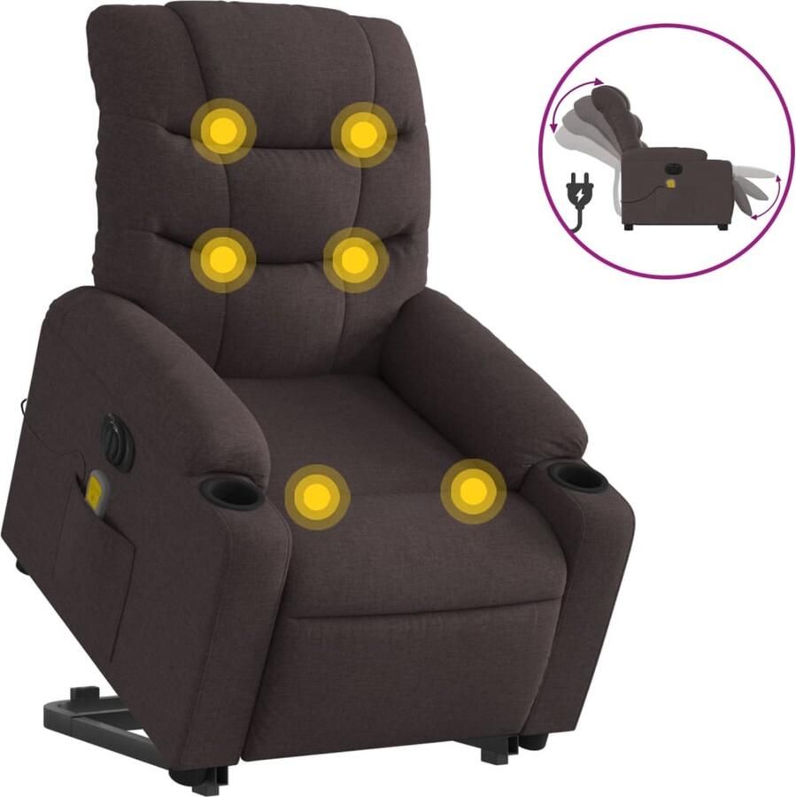 VidaXL Sta-op-massagestoel elektrisch verstelbaar stof donkerbruin