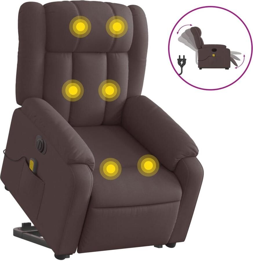 VidaXL Sta-op-massagestoel elektrisch verstelbaar stof donkerbruin