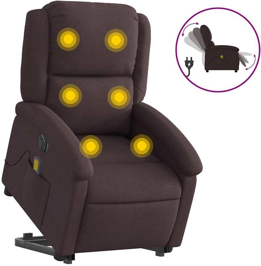 VidaXL Sta-op-massagestoel elektrisch verstelbaar stof donkerbruin