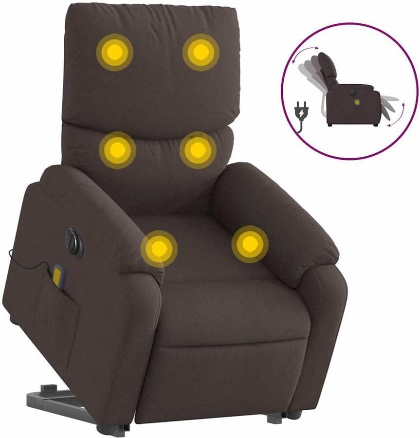VidaXL Sta-op-massagestoel elektrisch verstelbaar stof donkerbruin