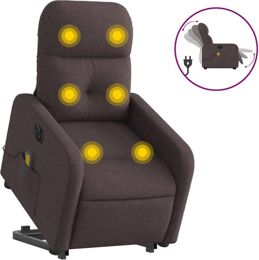 VidaXL Sta-op-massagestoel elektrisch verstelbaar stof donkerbruin - Foto 2