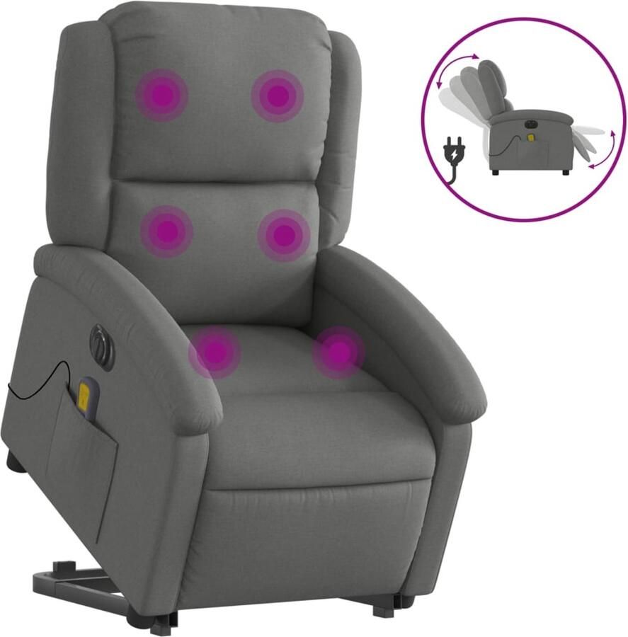 Vida XL vidaXL Sta-op-massagestoel elektrisch verstelbaar stof donkergrijs-VXL-3204201