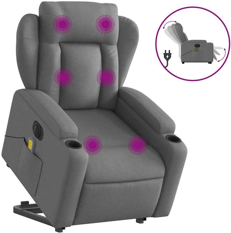 Vida XL vidaXL Sta-op-massagestoel elektrisch verstelbaar stof donkergrijs-VXL-3204519 - Foto 2