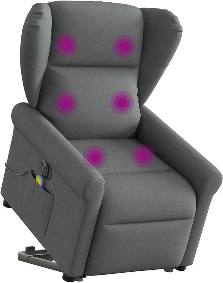 VidaXL Elektrische Sta-op-massagestoel Elektrische Sta-op-massagestoelen Sta-opstoel Sta-opstoelen Sta-op-massagestoel elektrisch verstelbaar stof donkergrijs - Foto 15