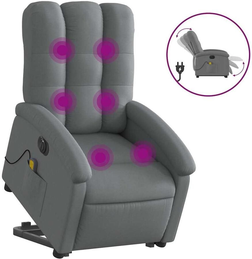 Vida XL vidaXL Sta-op-massagestoel elektrisch verstelbaar stof donkergrijs-VXL-3204129