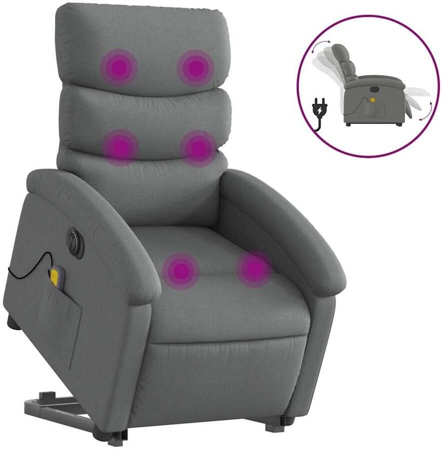Vida XL vidaXL Sta-op-massagestoel elektrisch verstelbaar stof donkergrijs-VXL-3204015 - Foto 2