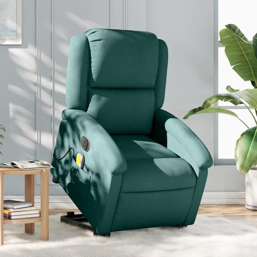 VidaXL Sta-op-massagestoel elektrisch verstelbaar stof donkergroen - Foto 2