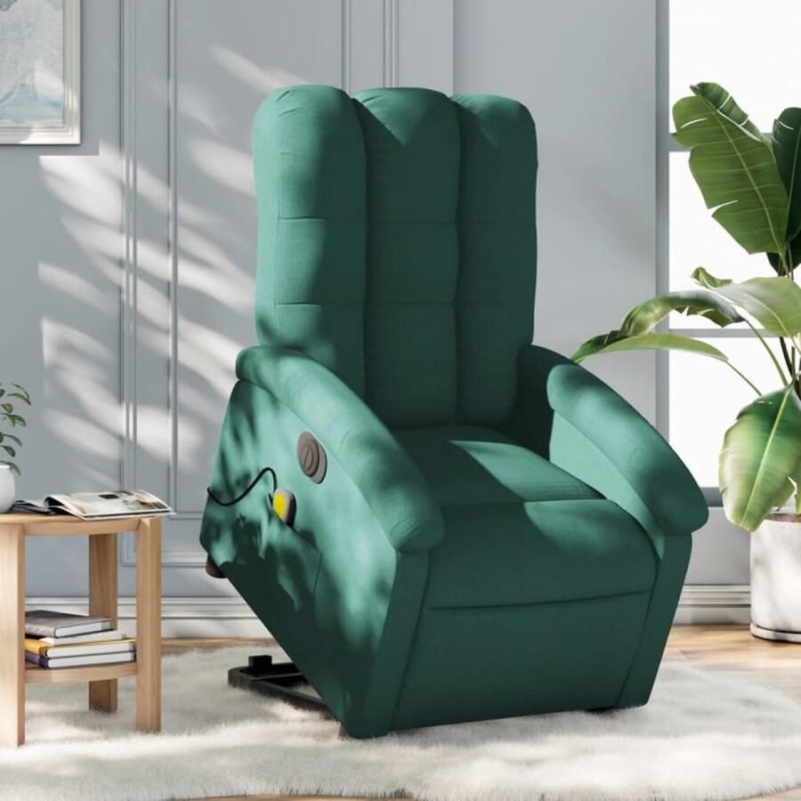 Vida XL vidaXL Sta-op-massagestoel elektrisch verstelbaar stof donkergroen-VXL-3204410 - Foto 4