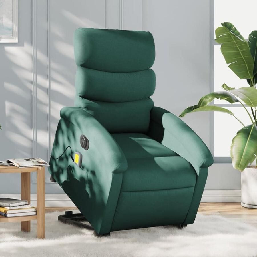 VidaXL Sta-op-massagestoel elektrisch verstelbaar stof donkergroen - Foto 2