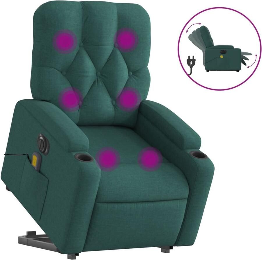 VidaXL Sta-op-massagestoel elektrisch verstelbaar stof donkergroen
