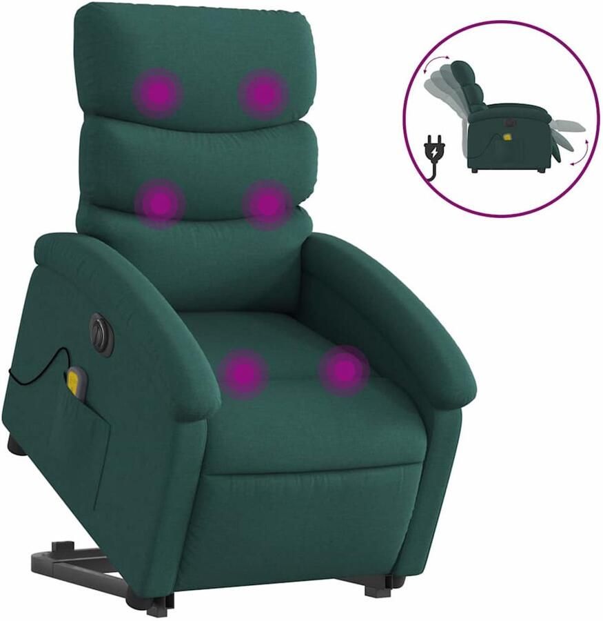 VidaXL Sta-op-massagestoel elektrisch verstelbaar stof donkergroen