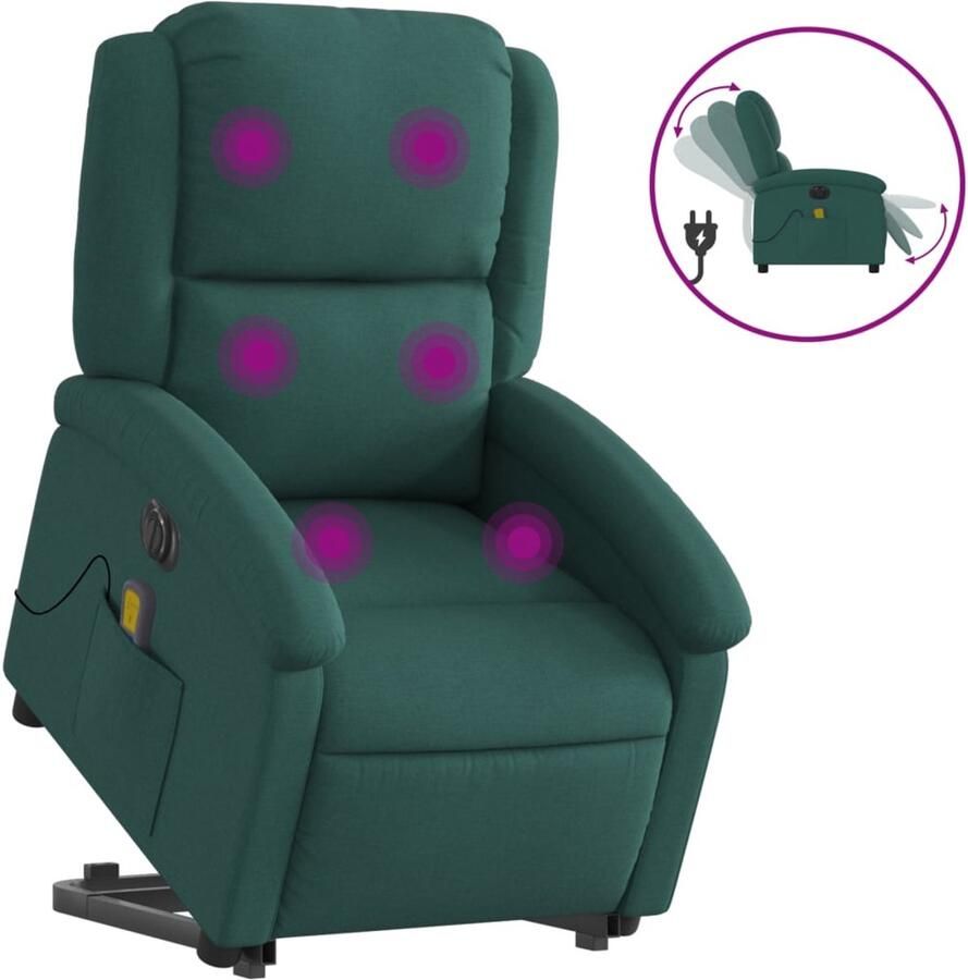 VidaXL Sta-op-massagestoel elektrisch verstelbaar stof donkergroen