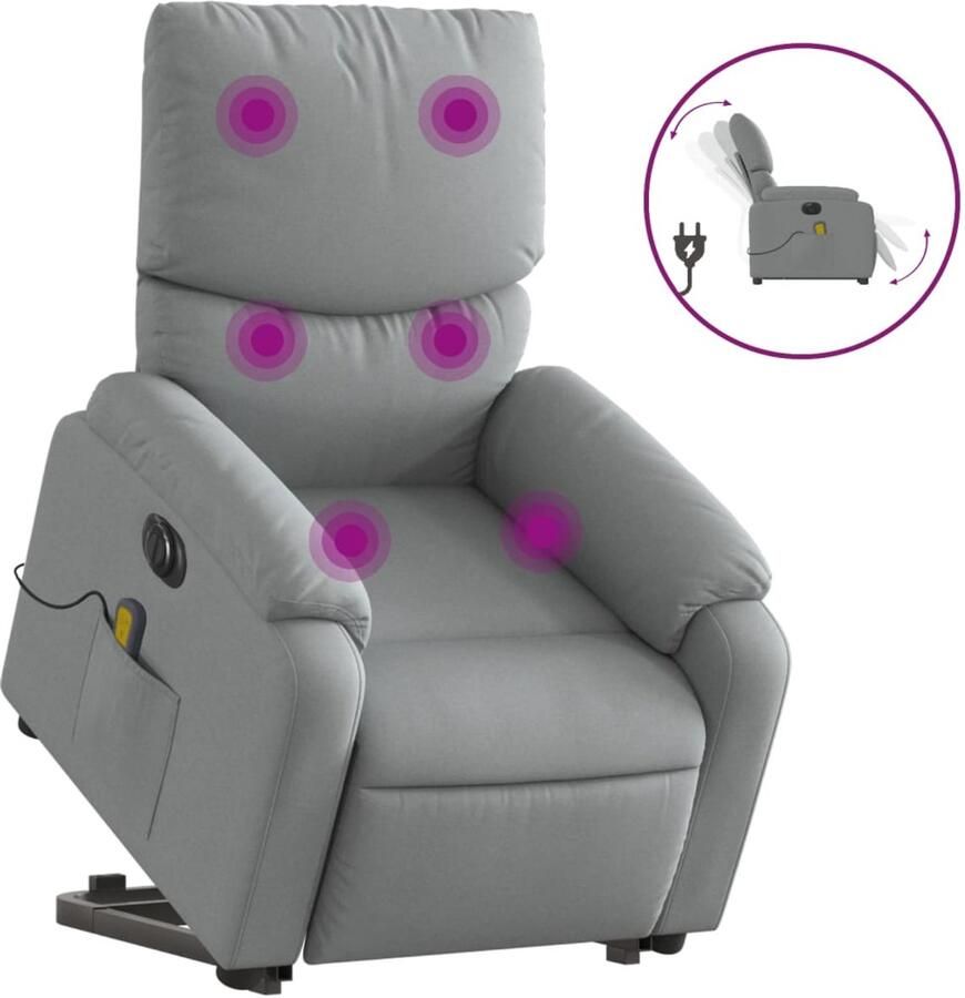 Vida XL vidaXL Sta-op-massagestoel elektrisch verstelbaar stof lichtgrijs-VXL-3204860 - Foto 2