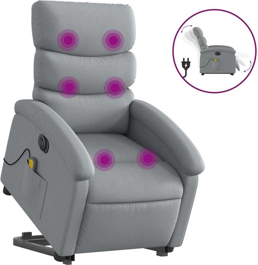 Vida XL vidaXL Sta-op-massagestoel elektrisch verstelbaar stof lichtgrijs-VXL-3204014 - Foto 2