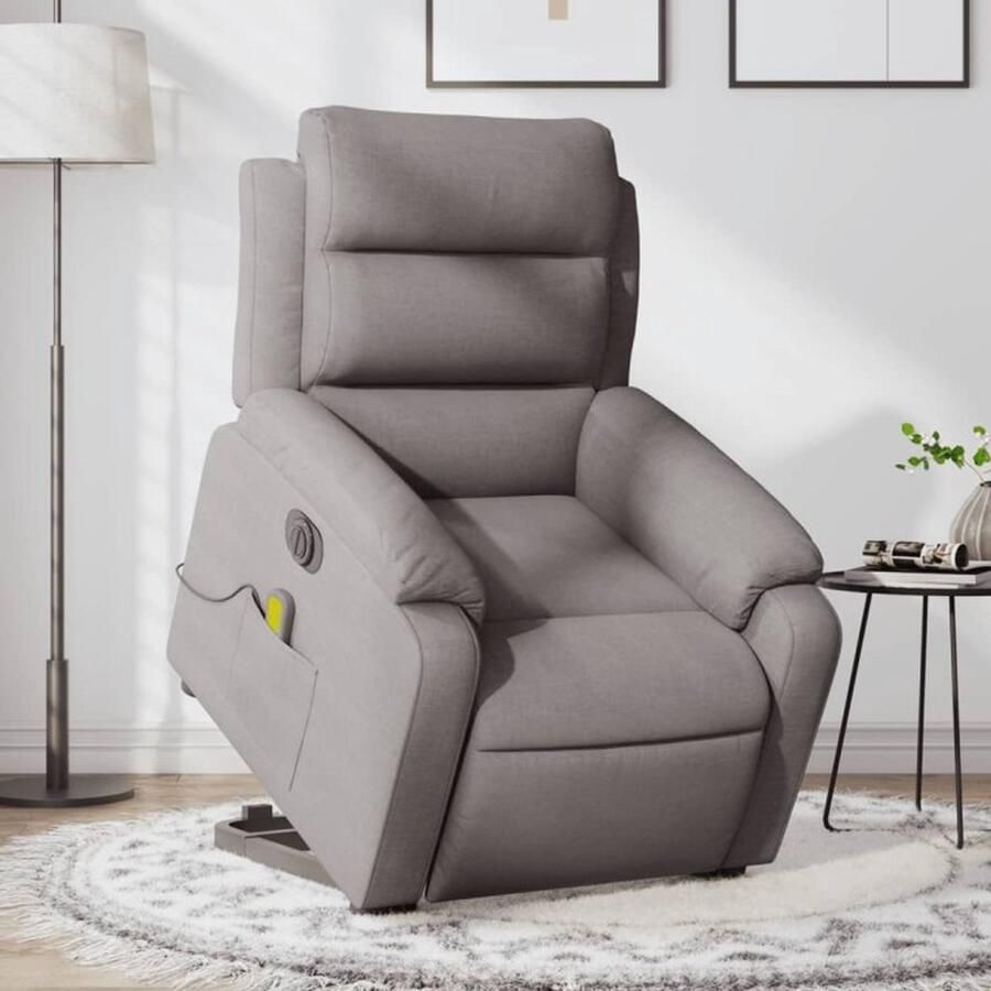 Vida XL vidaXL Sta-op-massagestoel elektrisch verstelbaar stof taupe-VXL-3204208 - Foto 4