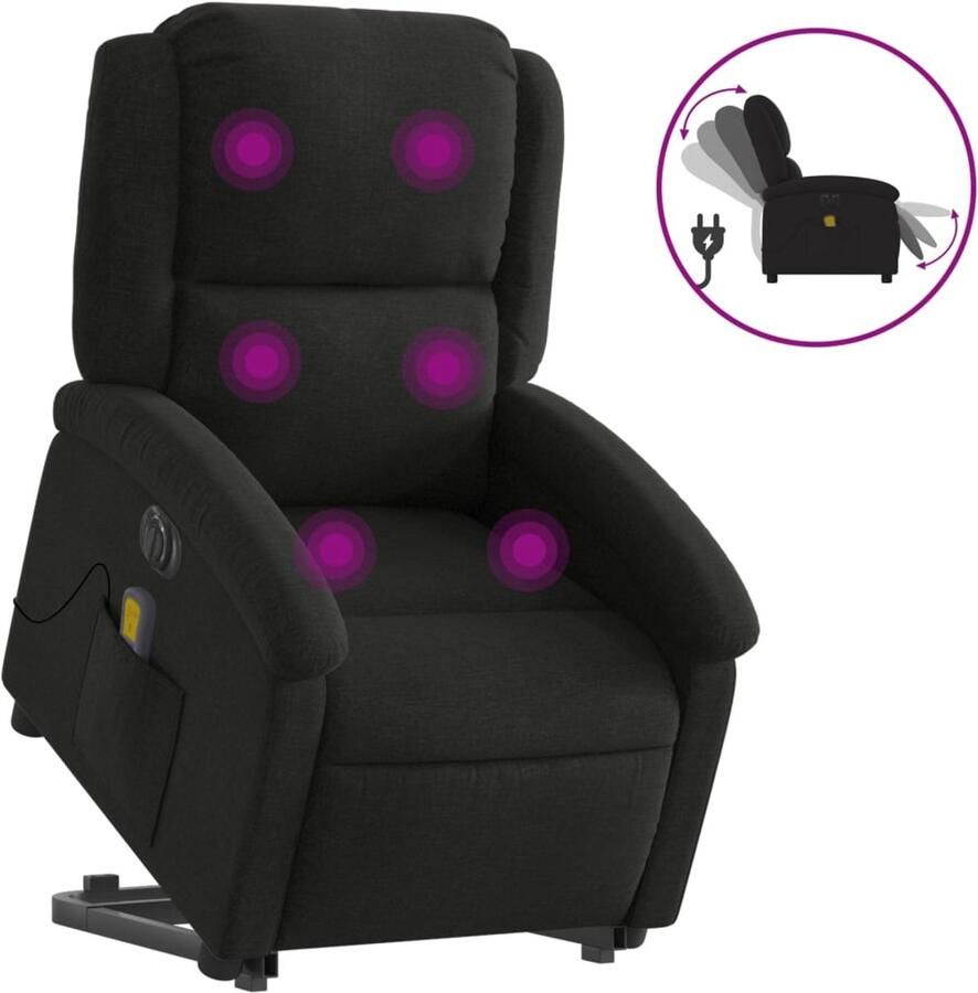 Vida XL vidaXL Sta-op-massagestoel elektrisch verstelbaar stof zwart-VXL-3204202 - Foto 2