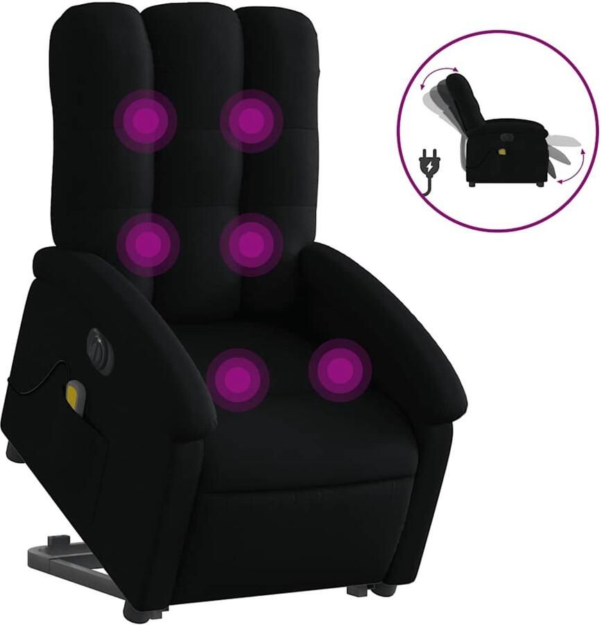 Vida XL vidaXL Sta-op-massagestoel elektrisch verstelbaar stof zwart-VXL-3204130 - Foto 2