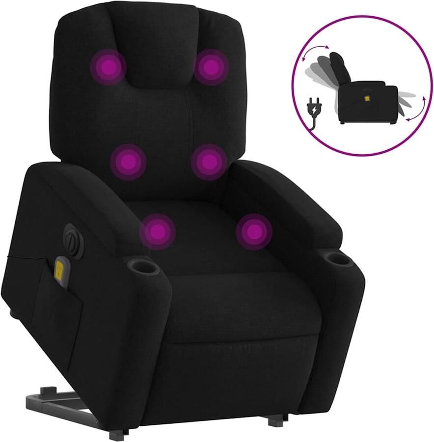 Vida XL vidaXL Sta-op-massagestoel elektrisch verstelbaar stof zwart-VXL-3204406 - Foto 2