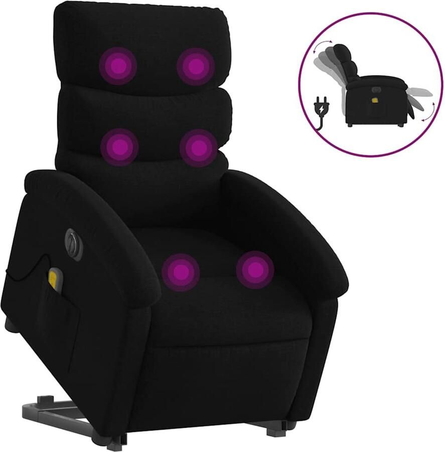 Vida XL vidaXL Sta-op-massagestoel elektrisch verstelbaar stof zwart-VXL-3204016