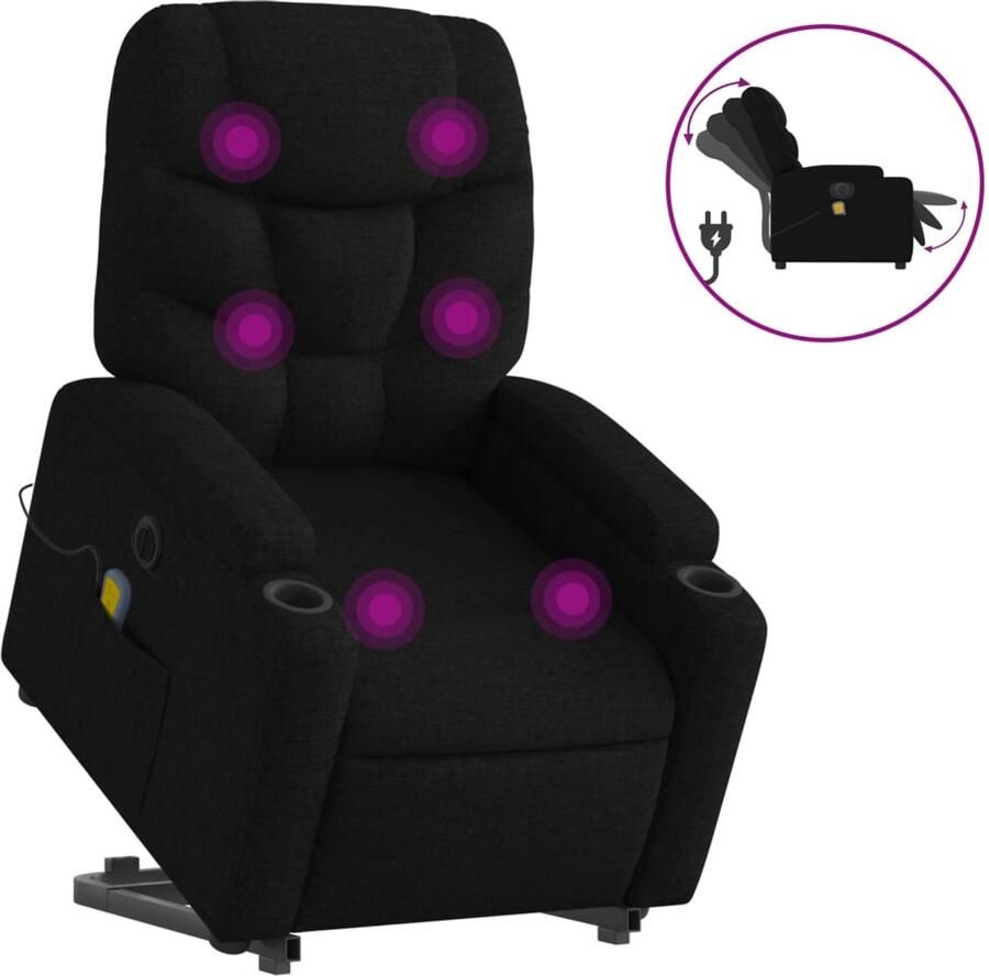 Vida XL vidaXL Sta-op-massagestoel elektrisch verstelbaar stof zwart-VXL-3204634 - Foto 2