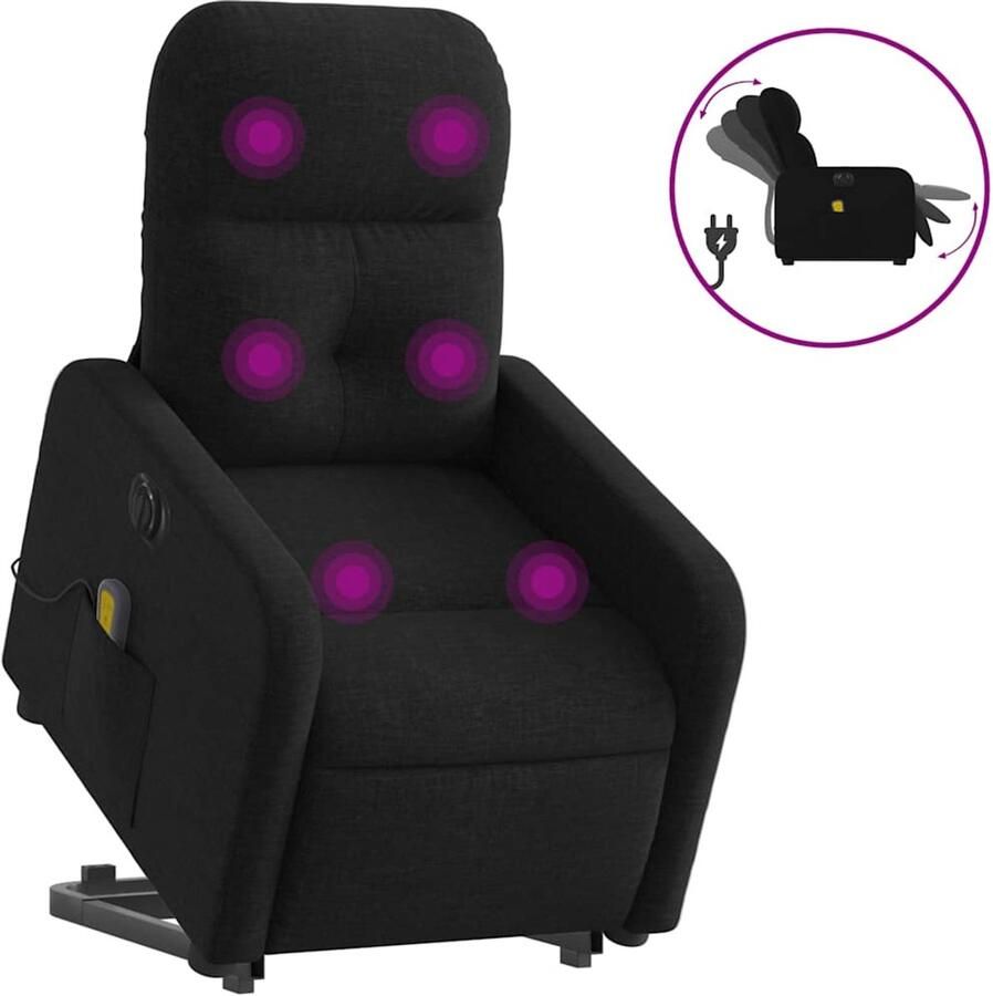 VidaXL Sta-op-massagestoel elektrisch verstelbaar stof zwart - Foto 3