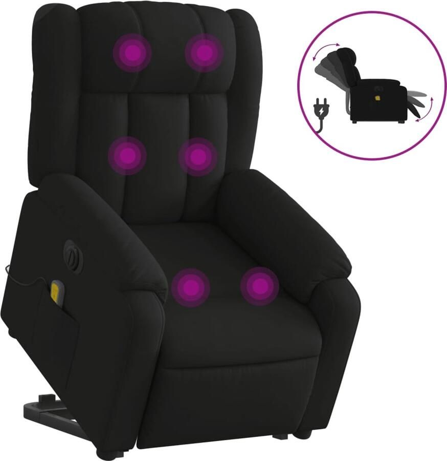 Vida XL vidaXL Sta-op-massagestoel elektrisch verstelbaar stof zwart-VXL-3205354